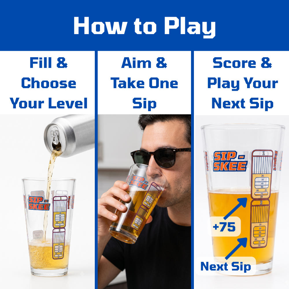 Sip-Skee Original 2.0: Drinking Game Pint Glass